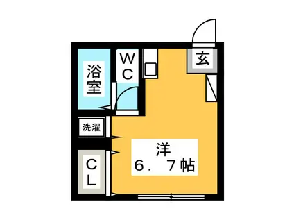 ジュネス湘南(ワンルーム/2階)の間取り写真