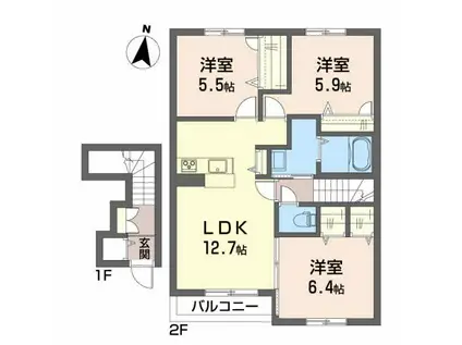 シャーメゾンレーヴA(3LDK/2階)の間取り写真