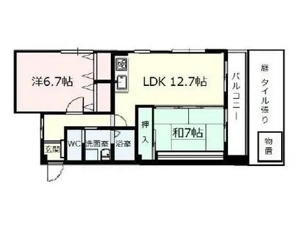 ベルクレエ長江(2LDK/1階)の間取り写真
