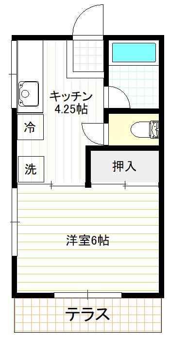 ベルハイム(1K/1階)の間取り写真