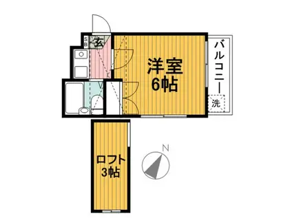 カトル・セゾン横浜(1K/2階)の間取り写真