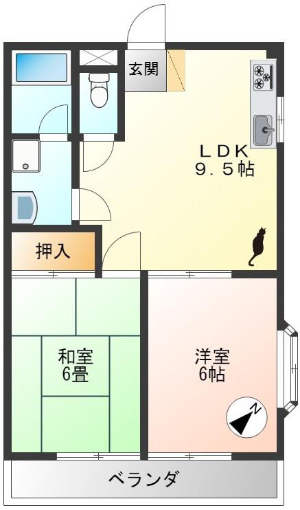 スインバリー赤坂(2DK/2階)の間取り写真