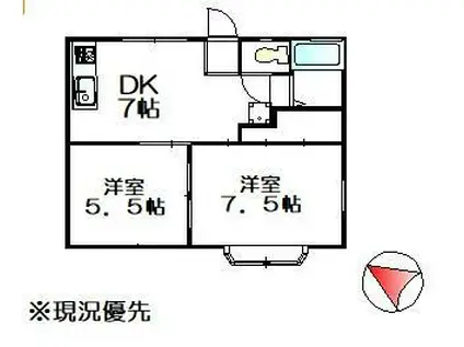 カーサコイズミ(2DK/1階)の間取り写真
