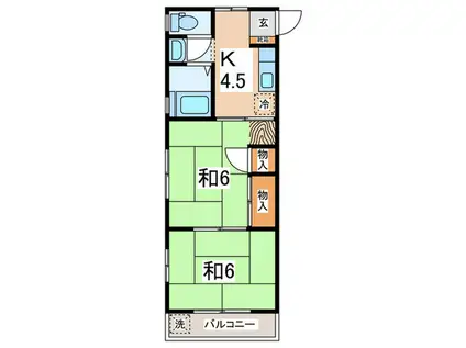 西山第5ビル(2K/2階)の間取り写真
