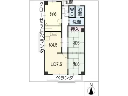 第3栄和マンション(3LDK/3階)の間取り写真