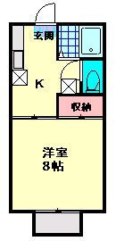 ファミイル晃(1K/1階)の間取り写真