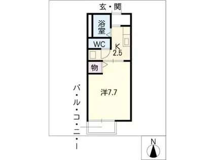 ドミールひかりII(1K/1階)の間取り写真