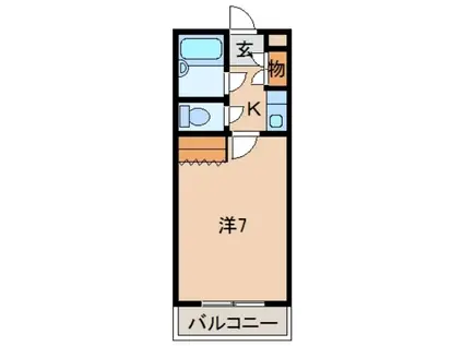 パープルハイツ(1K/2階)の間取り写真