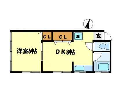 神明富士美ハイツ(1DK/1階)の間取り写真