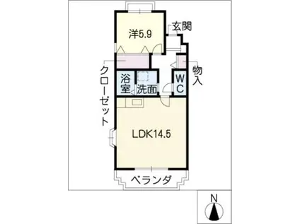 名鉄瀬戸線 喜多山駅(愛知) 徒歩2分 3階建 築25年(1LDK/3階)の間取り写真
