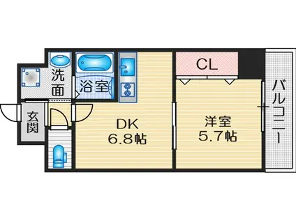 S-FORT江坂FIORE(1DK/6階)の間取り写真