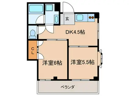 ホープリッヂ目白台(2DK/3階)の間取り写真