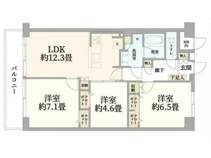 洋伸東大島マンション(3LDK/2階)の間取り写真
