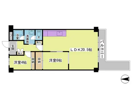 エスプリ鈴蘭台(2LDK/2階)の間取り写真