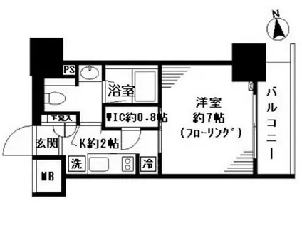 パークリュクス秋葉原MONOイースト(1K/6階)の間取り写真