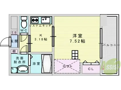 GRACE・FORT・TATUMI(1DK/2階)の間取り写真