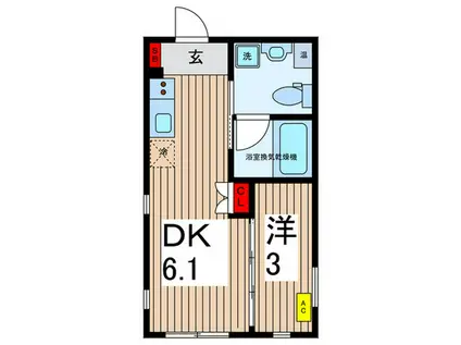 COMFAIR菊川(1DK/2階)の間取り写真