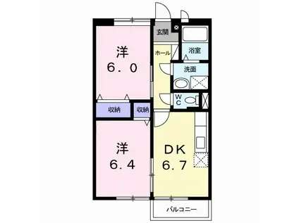 アネックス S(2DK/1階)の間取り写真