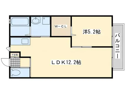 ヒルズエブリB(1LDK/1階)の間取り写真