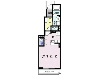 K・Y JADE(ワンルーム/1階)の間取り写真