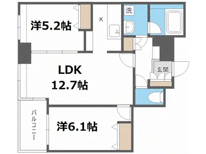 ラフィネタワー札幌南3条(2LDK/23階)の間取り写真