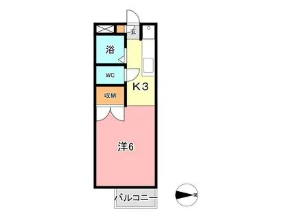 ゼフィールC棟(1K/1階)の間取り写真