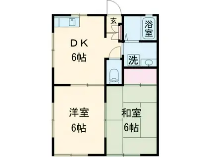 エクセルみなみI(2DK/1階)の間取り写真