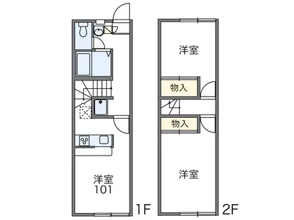 レオパレスはーとぼっくす(2DK/1階)の間取り写真