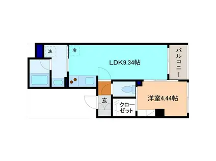 コルテーレ荒町(1LDK/4階)の間取り写真