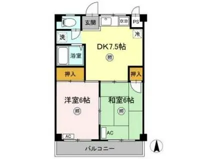 えきまえマンション(2DK/1階)の間取り写真