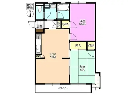 ライブタウン芳川C・D・E棟(2LDK/1階)の間取り写真