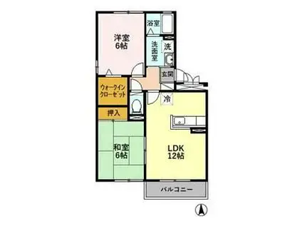 セジュールスリーK・K B(2LDK/1階)の間取り写真