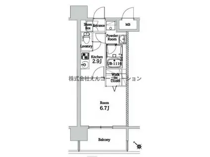 エンクレスト博多LIBERTY(1K/14階)の間取り写真