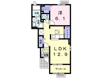 レーヴII(1LDK/1階)の間取り写真