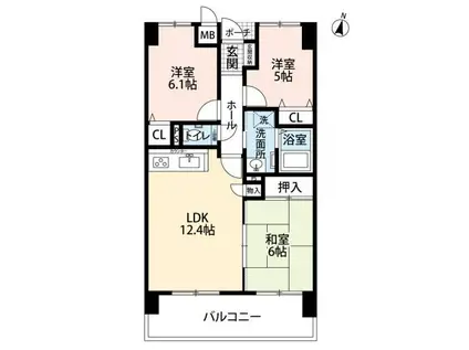 グレイス医大南パークサイド(3LDK/2階)の間取り写真
