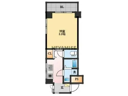 楓ビル(1K/3階)の間取り写真