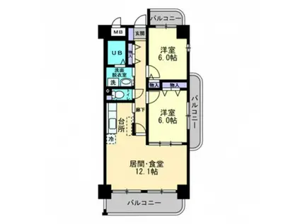 メゾンプロスペール(2LDK/3階)の間取り写真