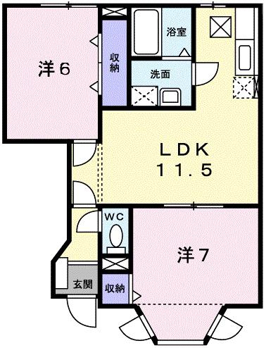 レジデンス夢前(2LDK/1階)の間取り写真