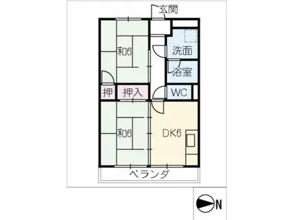 メゾンG5(2DK/4階)の間取り写真