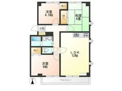 優泰佳ガーデンコートG棟(3LDK/2階)の間取り写真