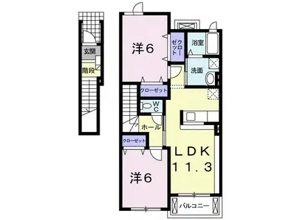 グレイスA(2LDK/2階)の間取り写真