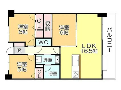 サーパス諏訪野(3LDK/2階)の間取り写真
