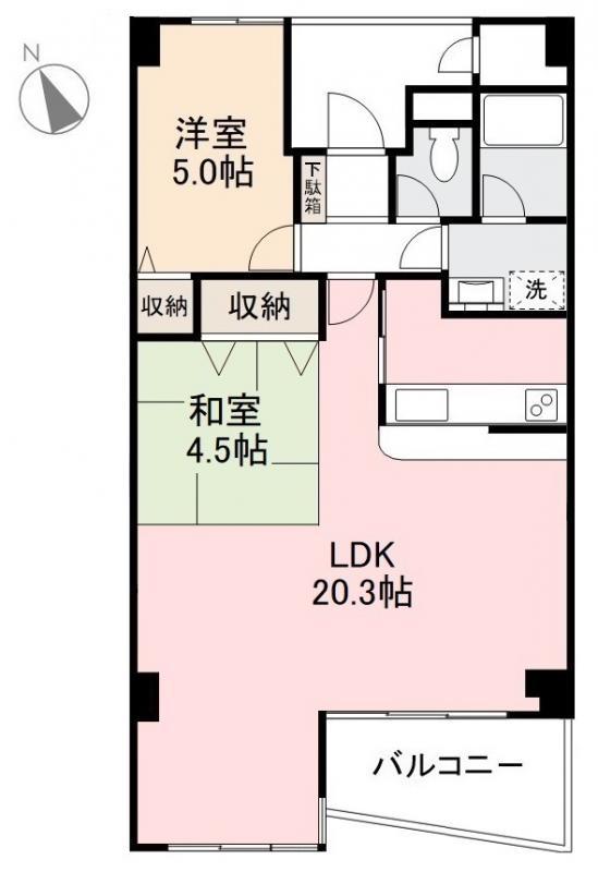 ユートピアヒルズ(2LDK/2階)の間取り写真
