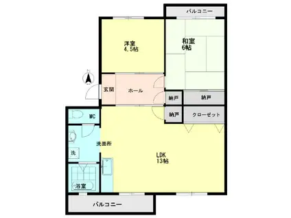 コーポ志字(2LDK/3階)の間取り写真