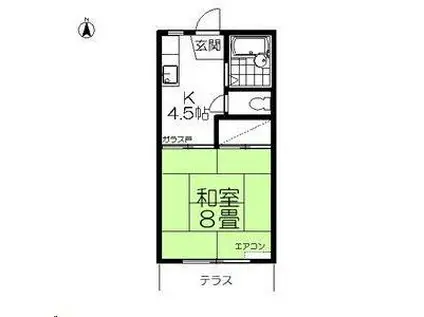 ハピネス古城I(1K/1階)の間取り写真