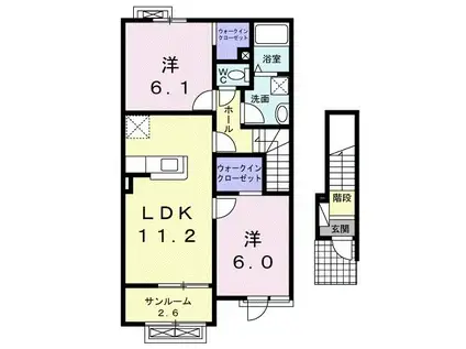 チューリップ・12(2LDK/2階)の間取り写真