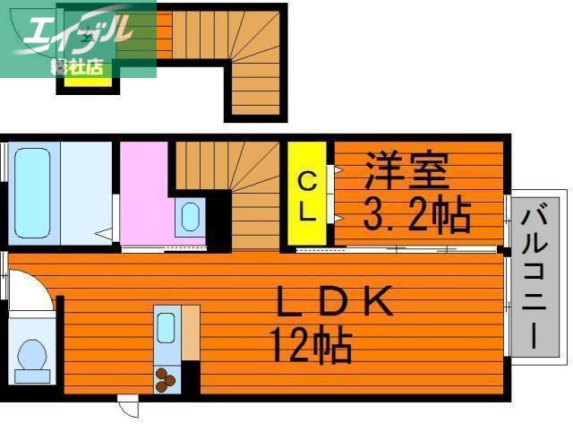 SQUARE VILLA 福島(1LDK/2階)の間取り写真