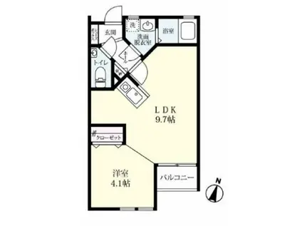 プレミアムアイランド若楠 D(1LDK/2階)の間取り写真