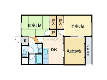 船木ハイツ1(3DK/3階)の間取り写真