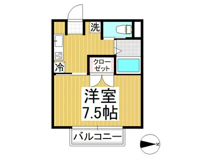 上野ハイツ(ワンルーム/1階)の間取り写真